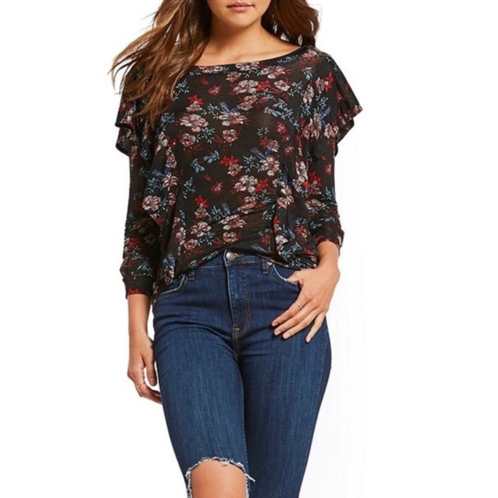 Free People Dock Street Floral Key Hole Top